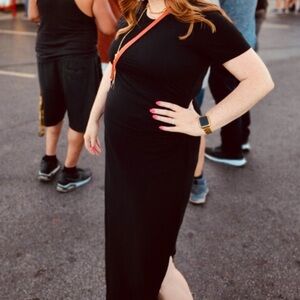 Black Long Maternity T-Shirt Dress